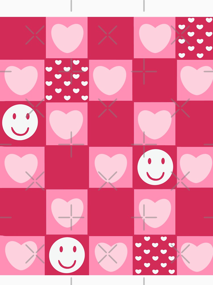 checkered print hearts pattern pink by mariahmoniquedesign