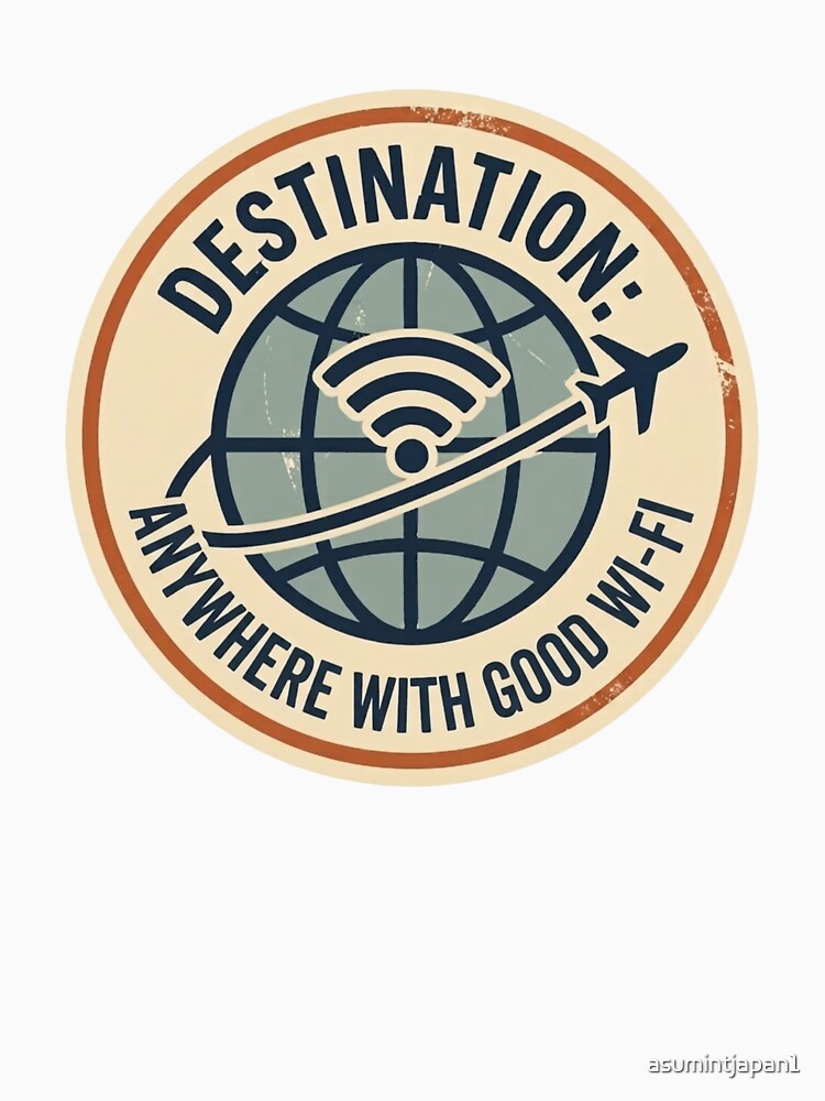 Retro Destination Anywhere with Good Wi-Fi Travel Sticker- Laptop & Suitcase Stickers for Travelers by asumintjapan1