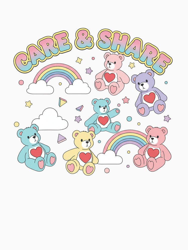 Spread Love Retro Rainbow Care Bear 80s Nostalgia Stickers by GeniePixel