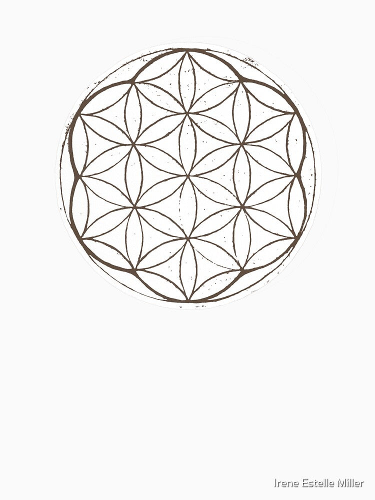 Flower of Life Linocut - Snow + Earth by Irene Estelle