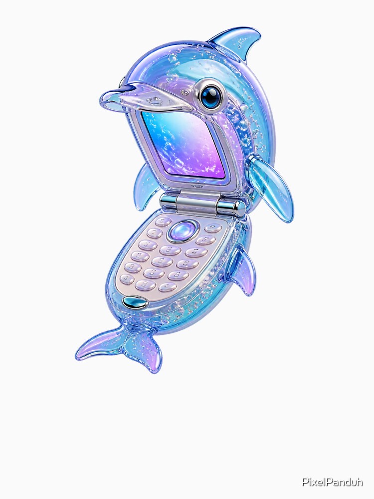 Frutiger Aero Dolphin Flip Phone Y2K Aqua Tech by PixelPanduh