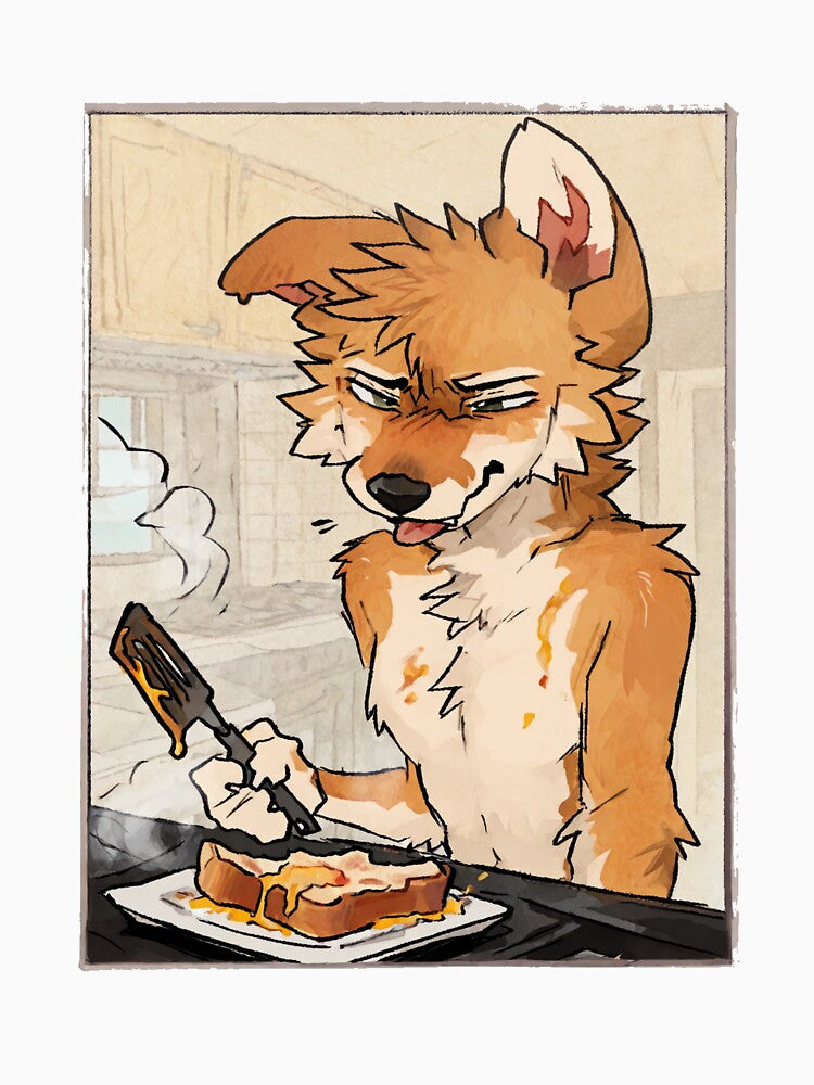 Funny Messy Fox Chef Cooking Grilled Cheese by Fluxrom