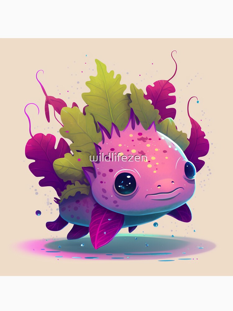 Pink Cute Axolotl - axolotl art by wildlifezen