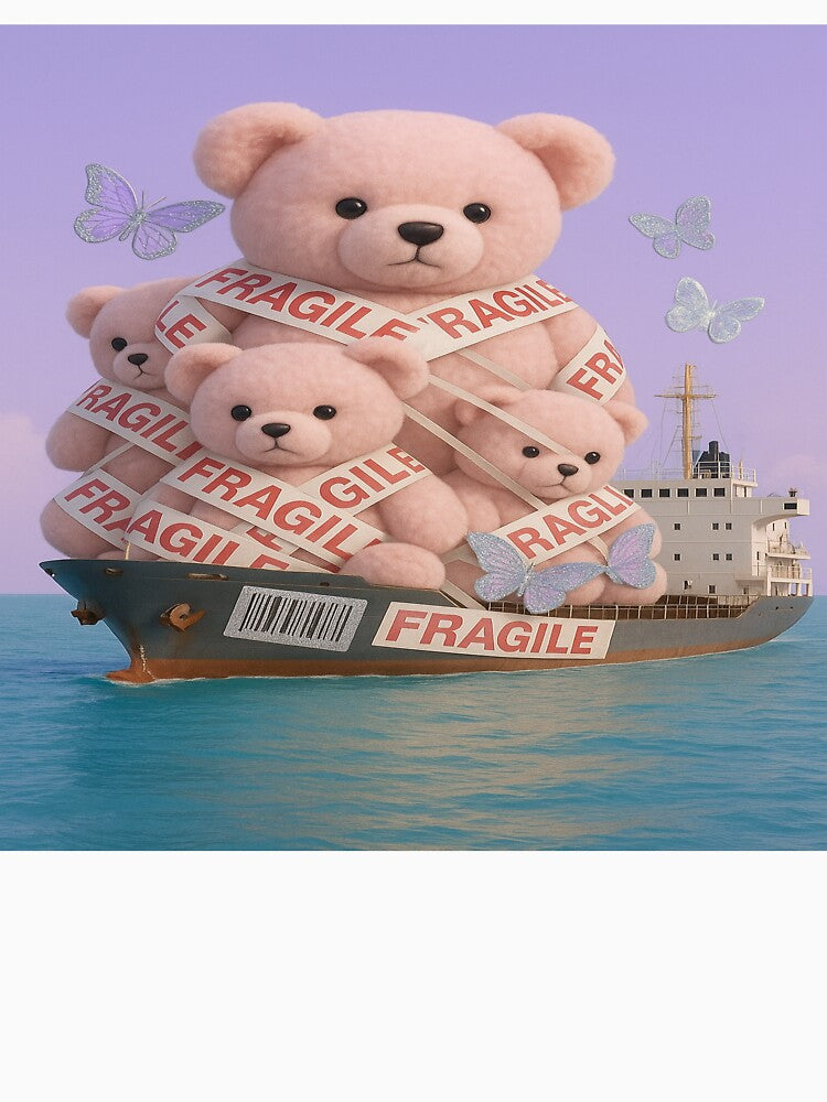 Teddy Exports — Fragile Cargo Maximalist Y2K Collage Toycore Parody Art by POD DYNASTY | Original Print On Demand T-Shirt Graphics