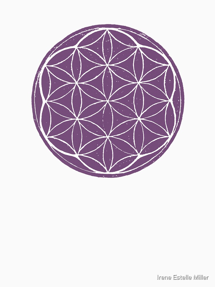 Flower of Life Linocut - Plum + Snow by Irene Estelle