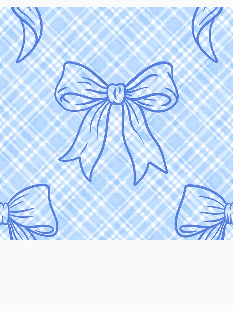 Blue coquette girly bow checked plaid repeat pattern by TipsyTauroDesigns