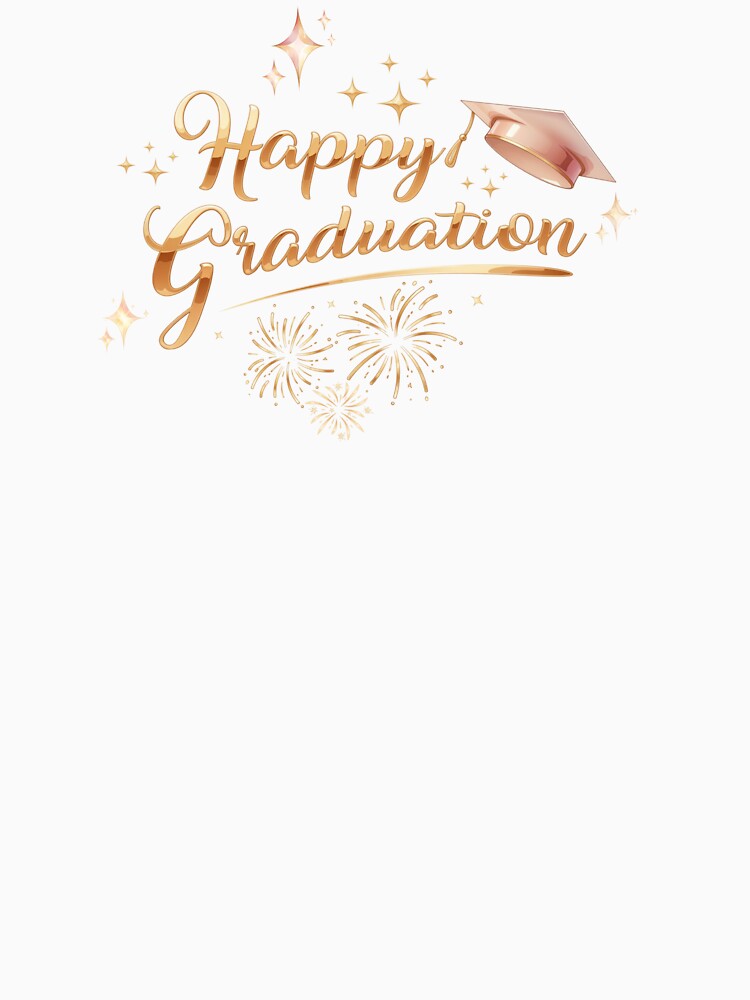 Happy Graduation with Pink Graduation Hat, Stars & Fireworks by JeweledDesigns