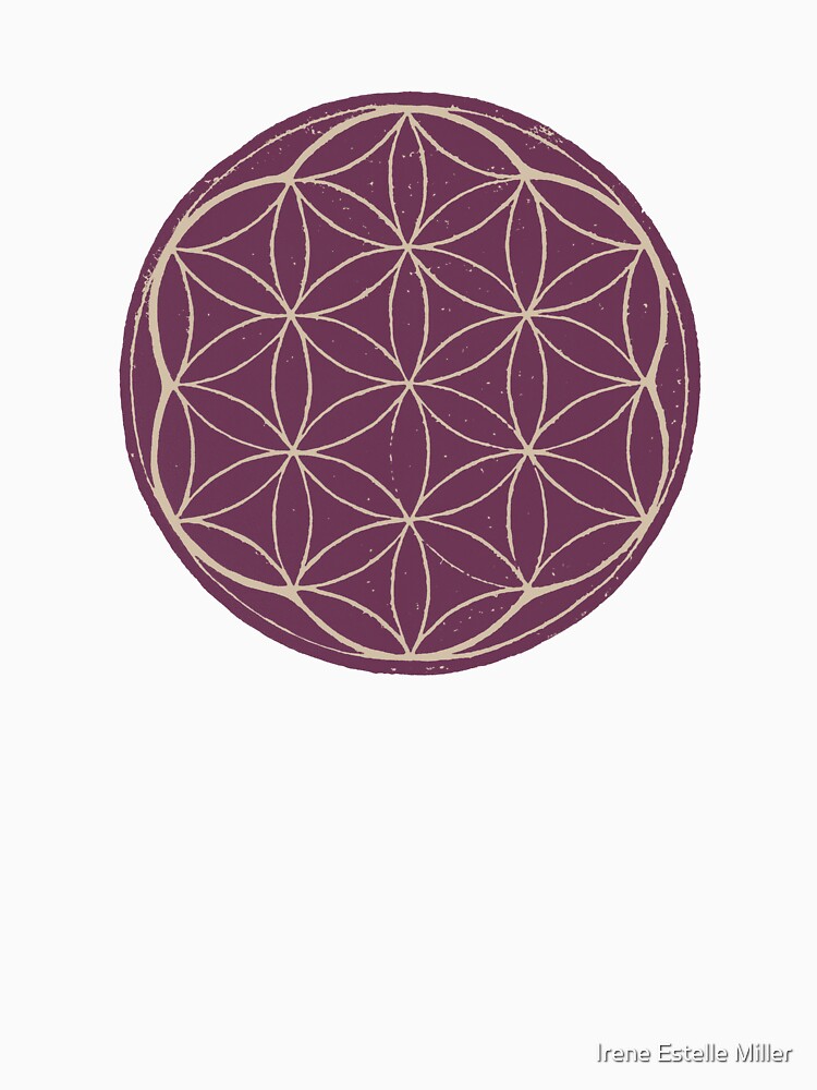 Flower of Life Linocut - Beet + Dove by Irene Estelle