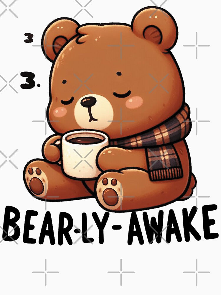 Bearly Awake Funny Bear And Coffee by FurAndFlaireg
