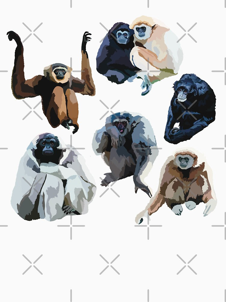 G is for Gibbon, Gibbon Illustration – Agile and Vocal Tropical Ape Artwork by PrettylittlepastelUk