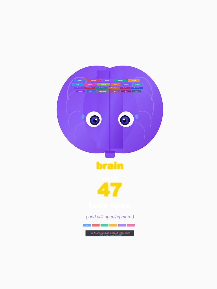 Brain With 47 Tabs Open ADHD Humor by CHAOS_CLUB
