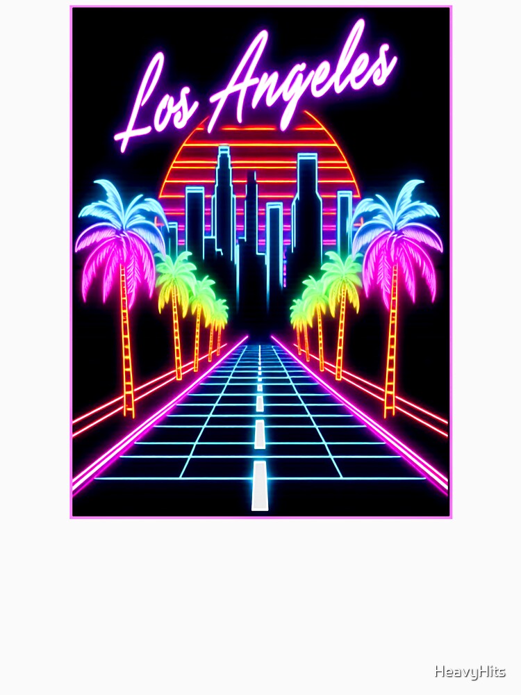 Los Angeles Neon Noir Cityscape, Palm Trees and Freeway by HeavyHits