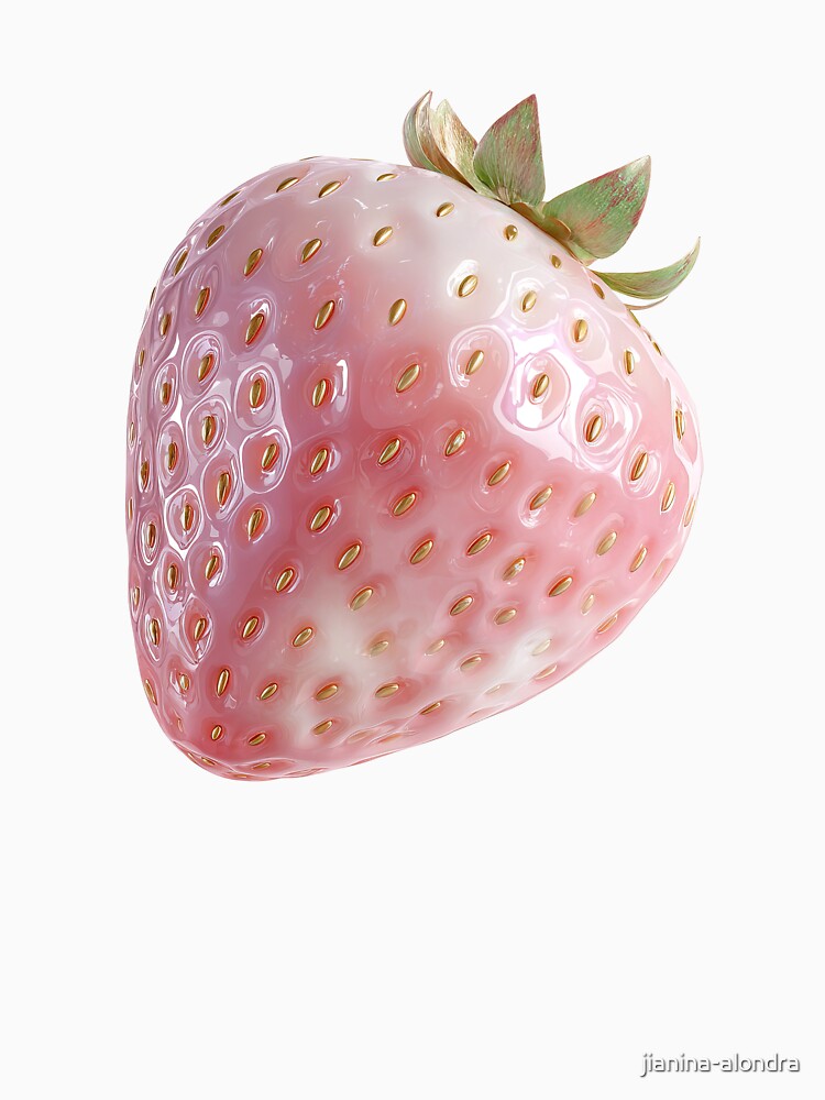 Pink Strawberry Aesthetic Illustration by jianina-alondra