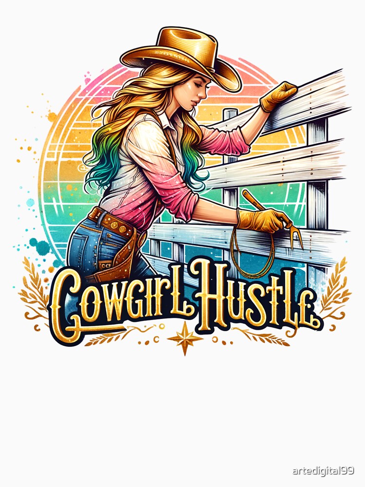 Wild West Cowgirl Hustle: Tshirts, Mugs, Stickers & More by artedigital99