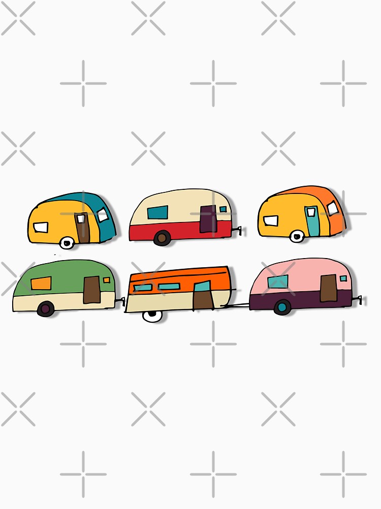 Retro Campers Blue #Midcenturymodern by susycosta