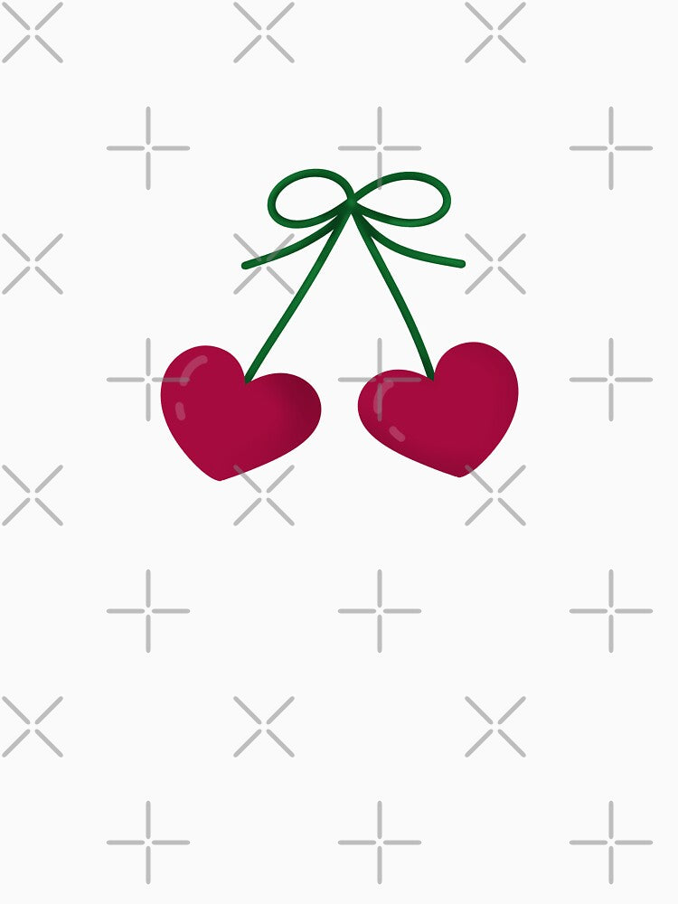 Cherry Hearts, pink gingham repeating pattern by Thistle Owl Studio
