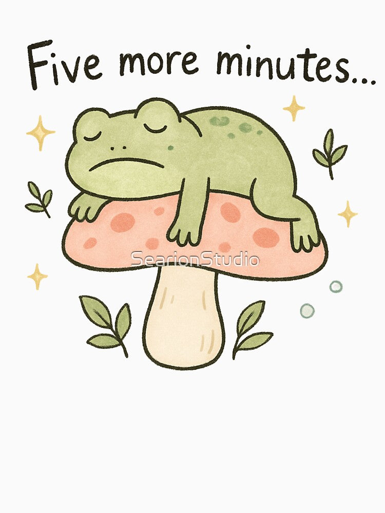 Cute Sleepy Frog on Mushroom PNG - Funny Frog Quote Clipart by SearionStudio