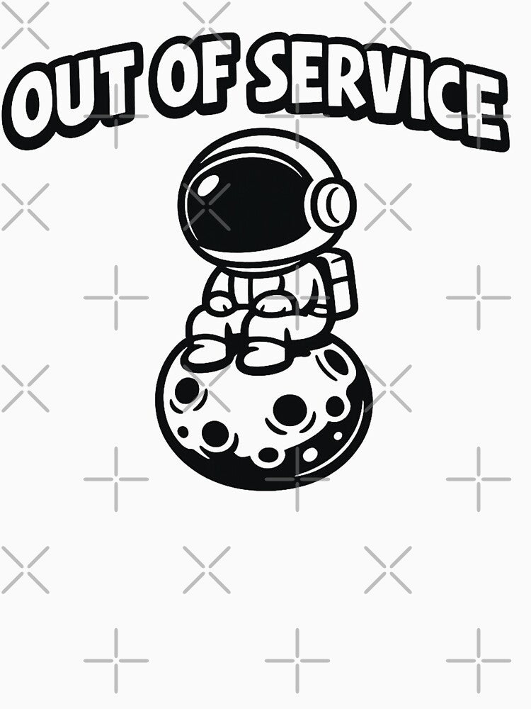 Out Of Service Astronaut Funny Minimal Space Design by Echo-Draw