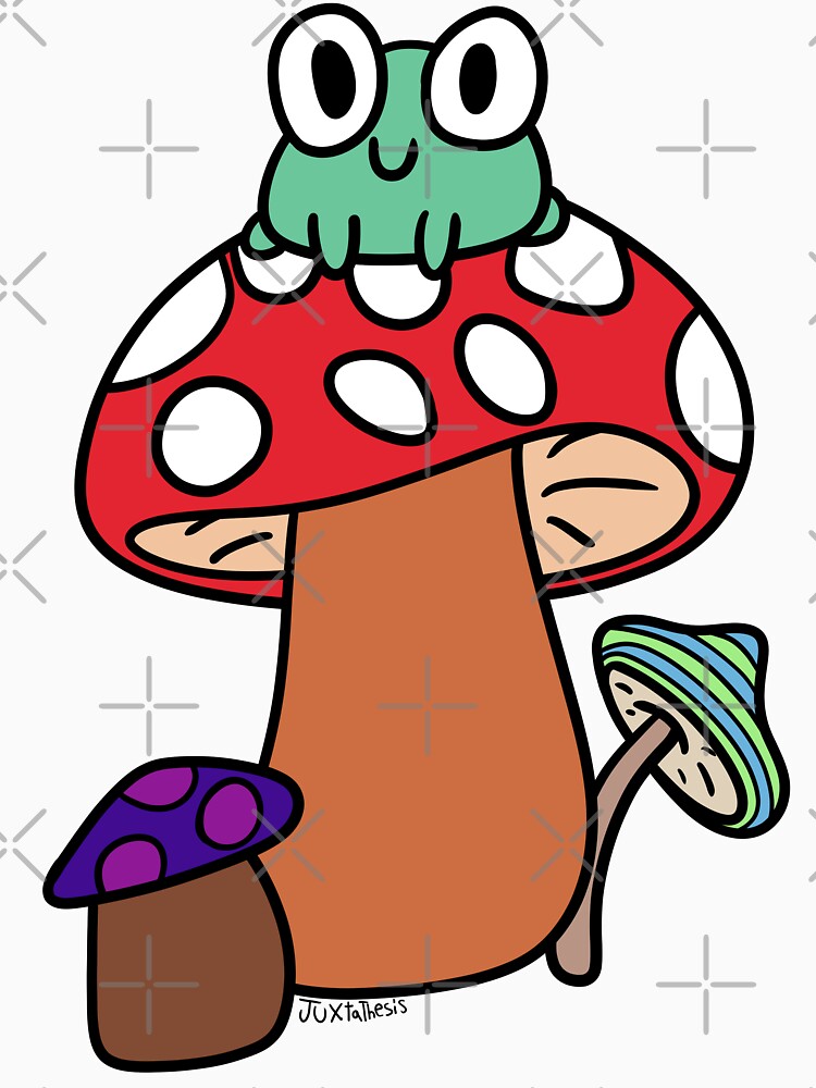Cute frog sitting on a mushroom by Juxtathesis