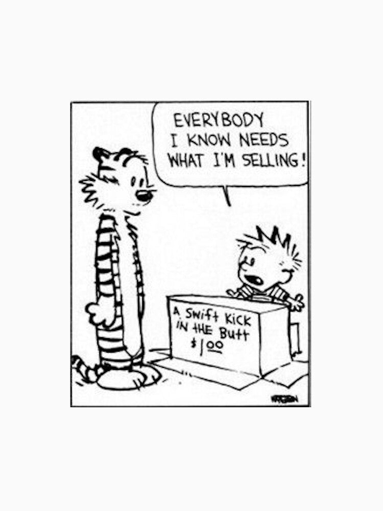 Funny Calvin and Hobbes Sticker by Karahowens