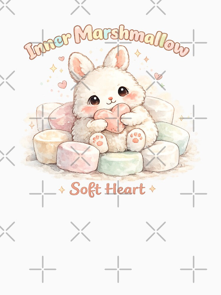 Inner Marshmallow Bunny Soft Heart Watercolor Aesthetic Cute Design by StickyDelights