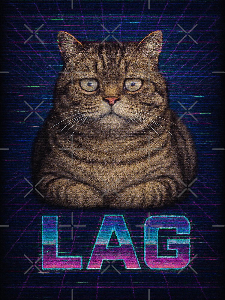 Laggy Loaf Funny 80s Gamer Cat T-Shirt by catastrocat