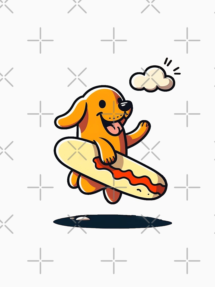 Cute and Bold Orange Dog in the air surfing by yodaddydesigns