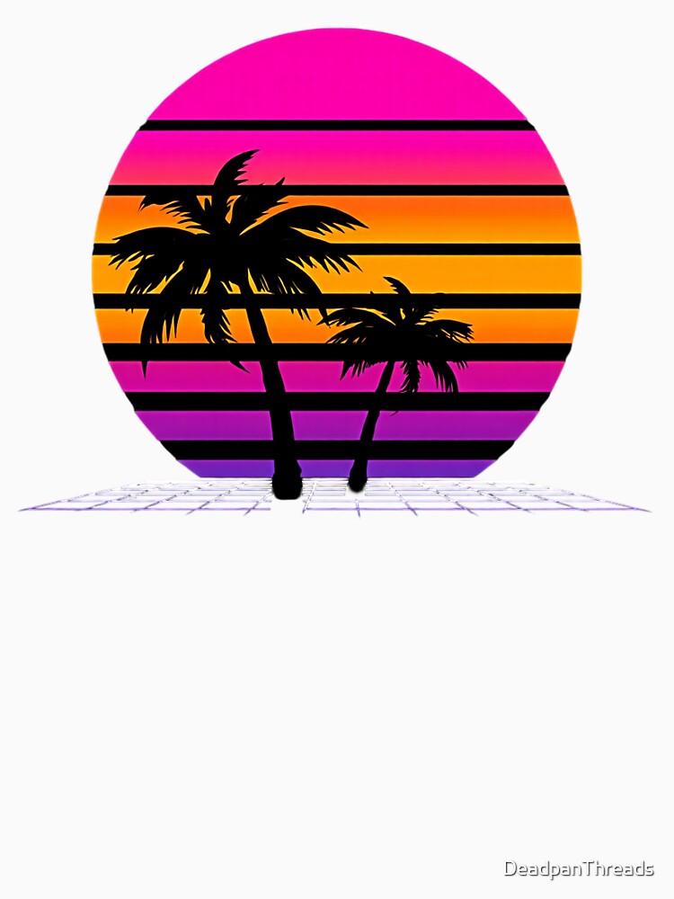 Vaporwave Palm Sunset Grid by DeadpanThreads