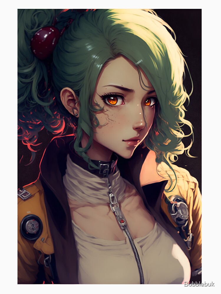 Anime Cute Girl with Green Hair by Bubblebuk