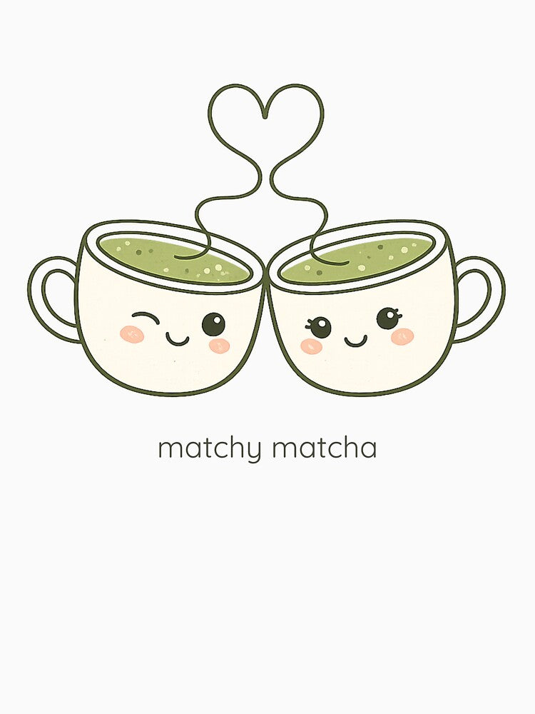 Matchy Matcha | Cute Kawaii Matcha Cups Line Art | Cozy Minimalist Matcha Lover Gift by Made You Smirk