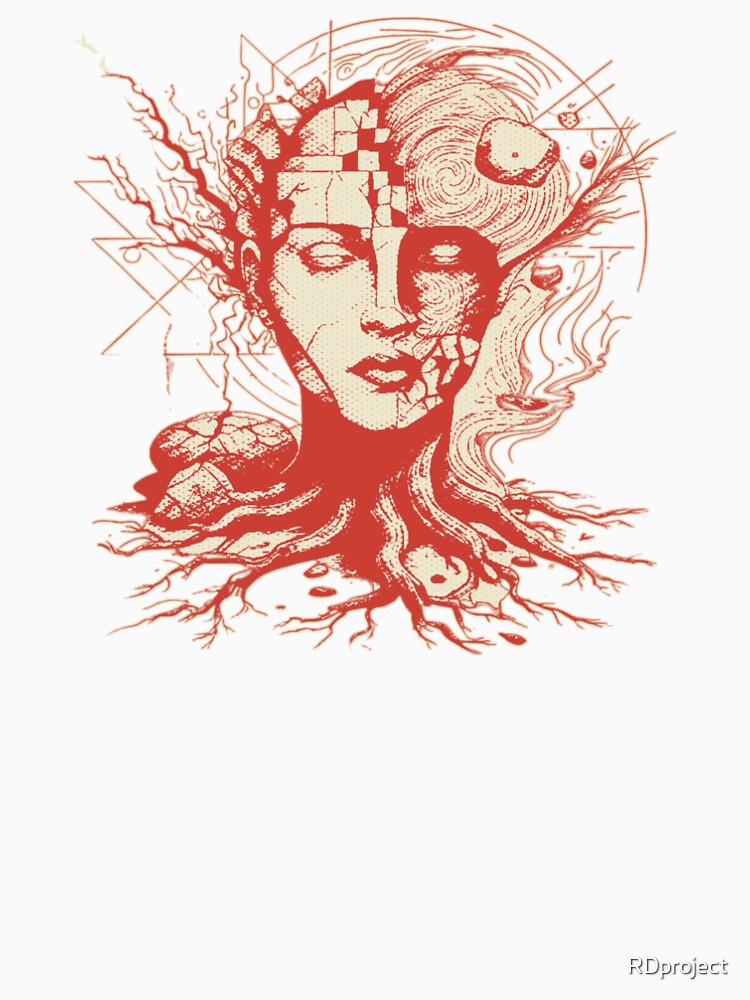 Surreal Face – Abstract Mind Roots – Line Art Drawing by RDproject