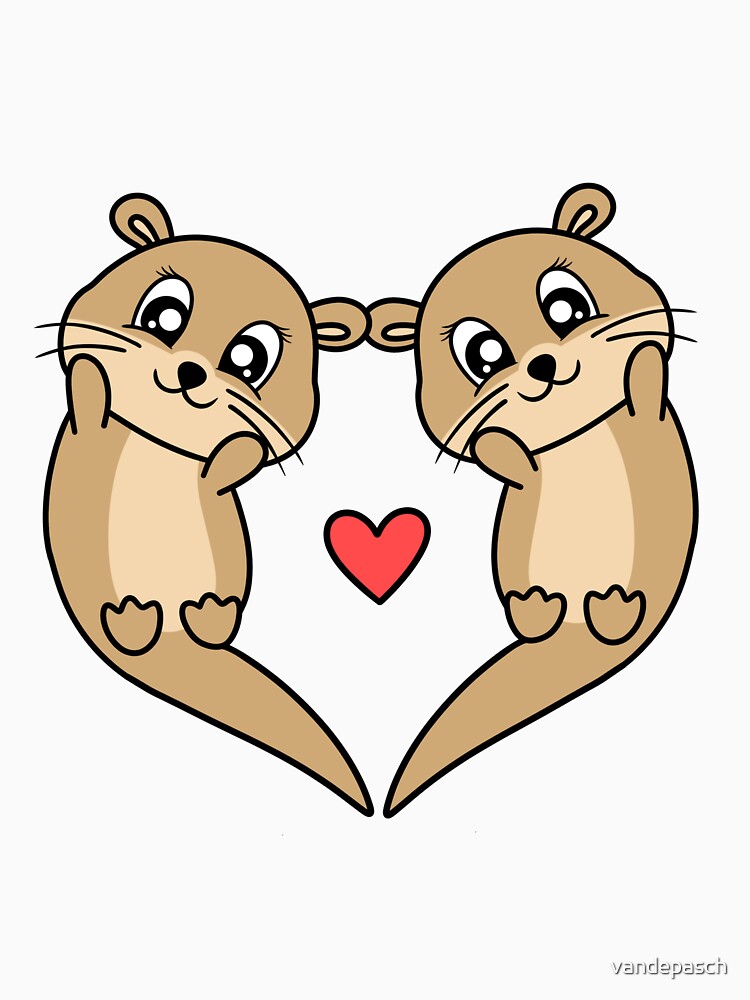 otter couple love heart by vandepasch
