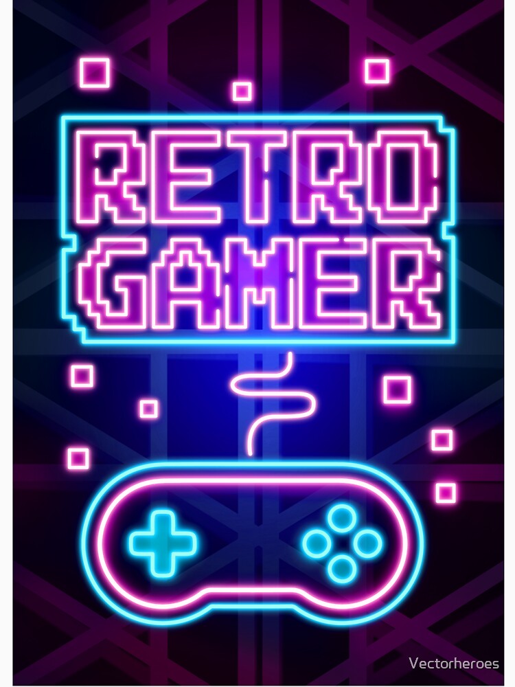 Retro Gamer Neon Art Typography by Vectorheroes