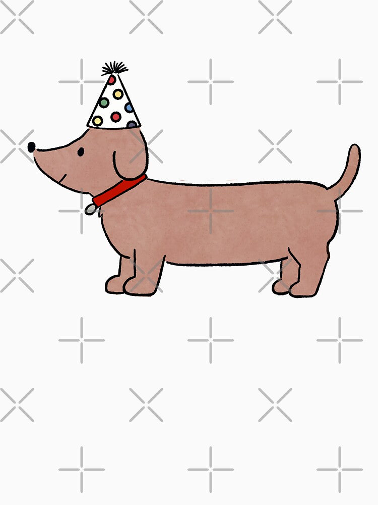 Cute Birthday Dachshund Dog with Party Hat by pinkystickstore