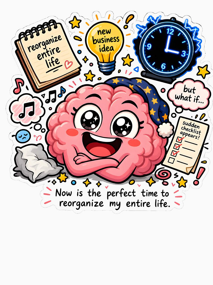 3am ADHD Brain Sticker – Funny Neurodivergent Night Owl Gift for Adults with ADHD Humor by Martin's_Design