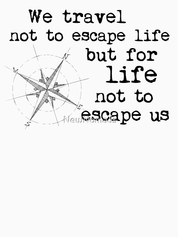 Travel Quote - We travel not to escape life, but for life not to escape us by NewNomads