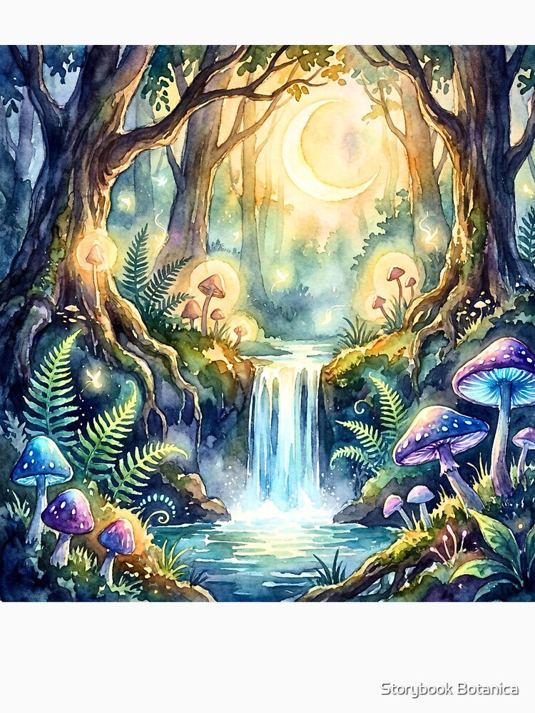 Moonlit Fairy Forest Waterfall Dreams by Storybook Botanica