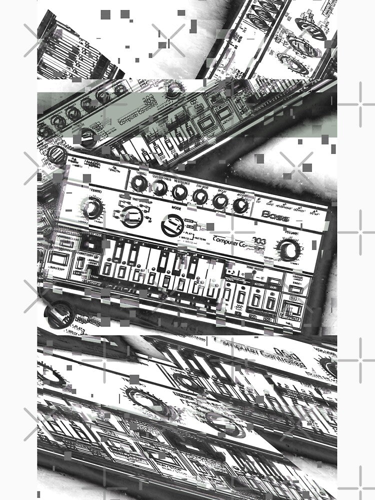 Acid House TB-303 Glitch Art – Techno Synth Design by MELLOWMONDAY_