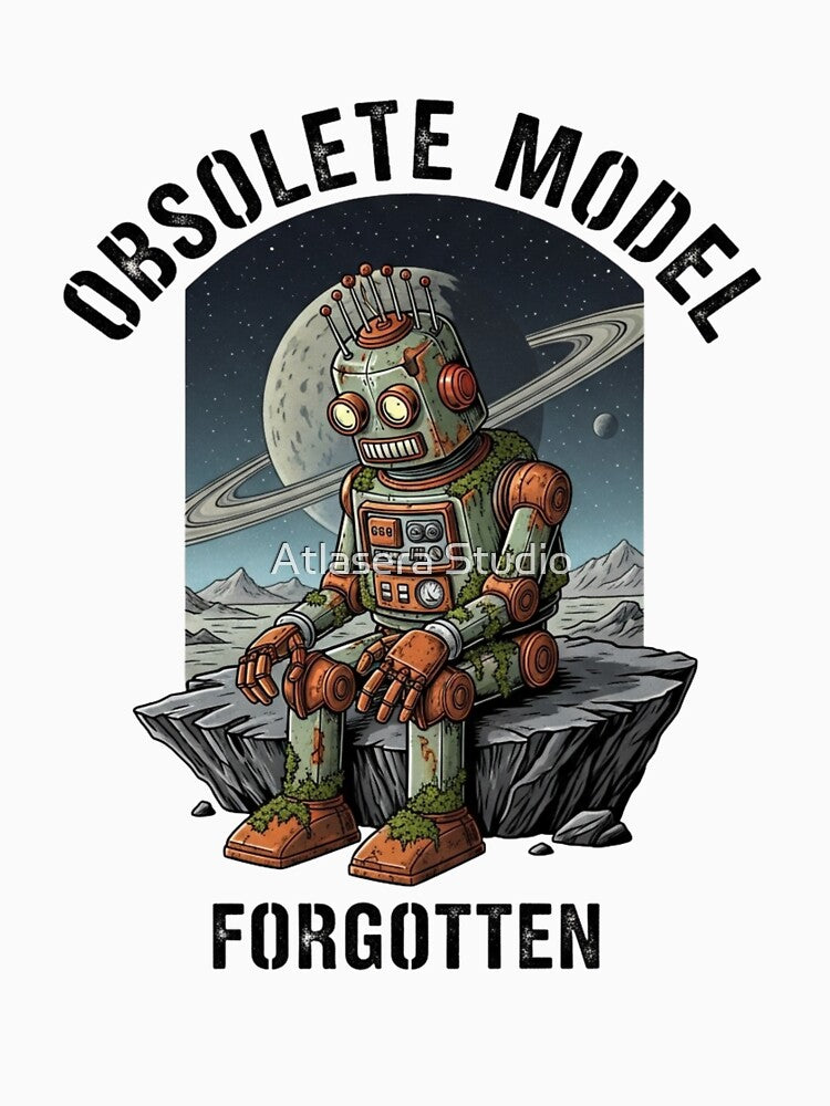 Obsolete Model Forgotten Robot - Retro Futurist T-Shirt by Atlasera Studio