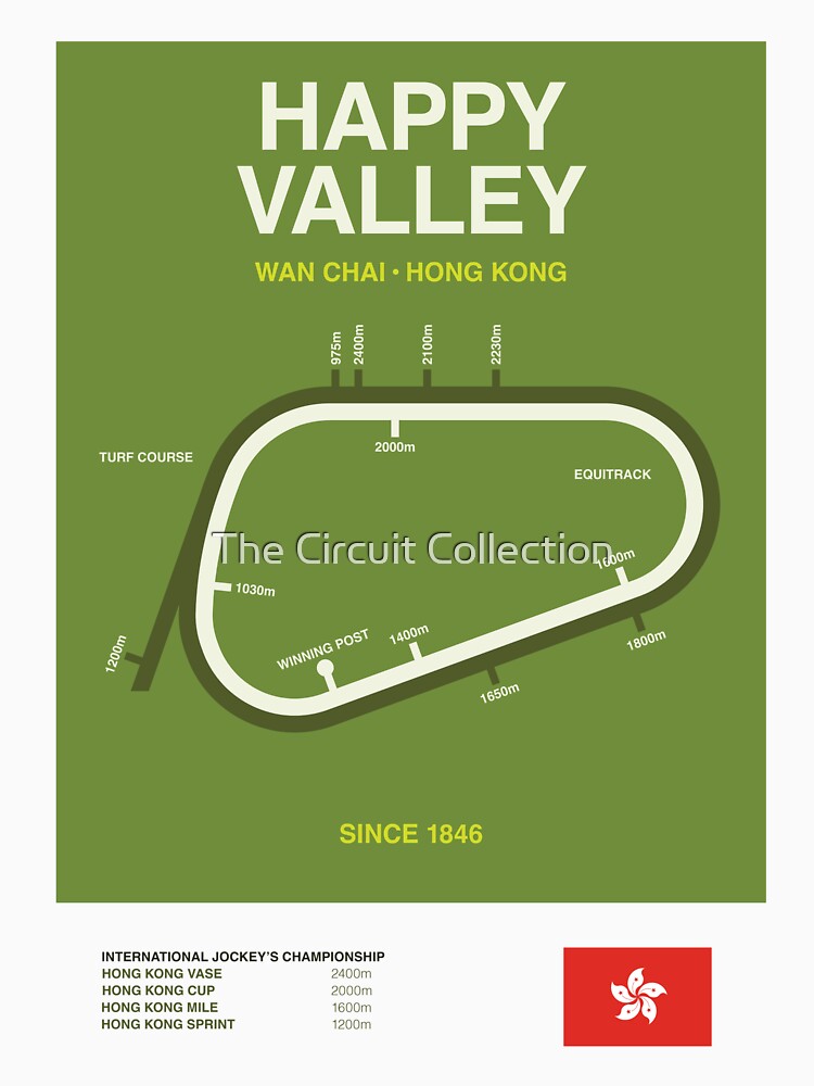 Minimalist Happy Valley Horse Racing Course Line Print by The Circuit Collection