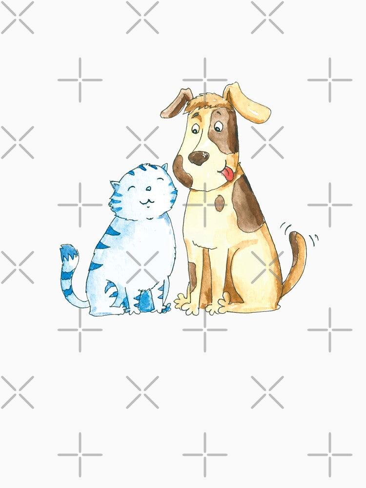 dog and cat watercolor by zarinestore