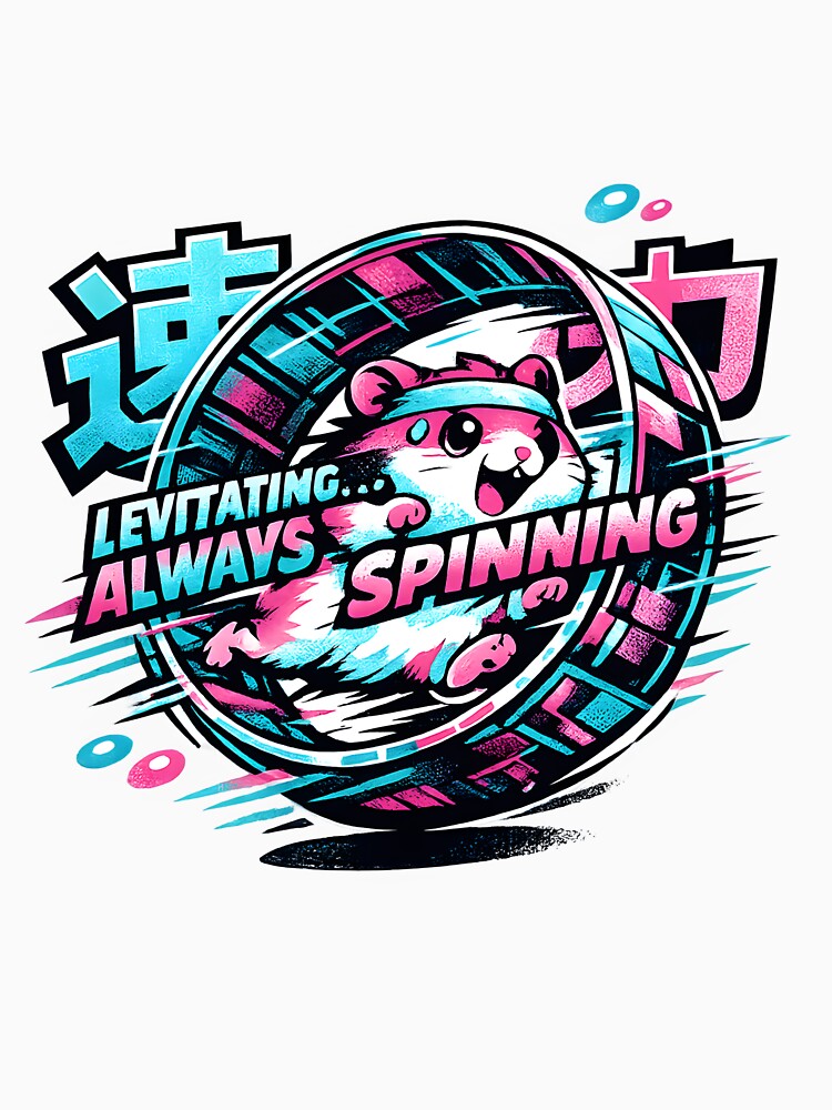 Levitating Hamster – Cute Weirdcore Spinning Pet Illustration by Rawecz Studio