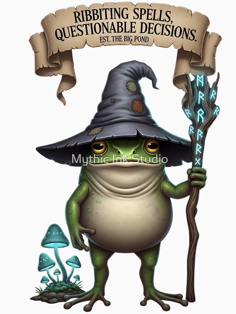 Frog Wizard of the Mossy Forest – Goblincore Fantasy Frog by Mythic Ink Studio