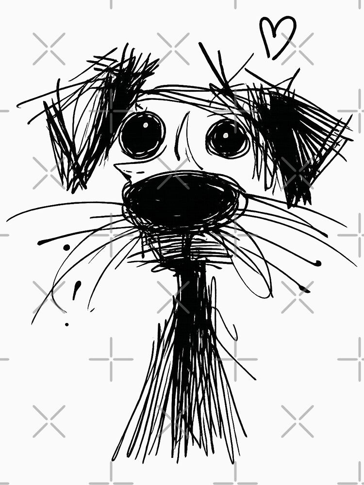 Cute Scribble Dog Minimal Sketch Cartoon by cameoartworks
