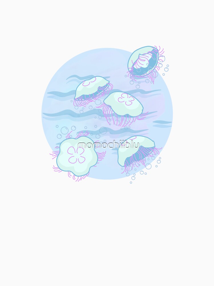 Adorable Jellyfish Floating in a Tranquil Blue Sea by momochiiblu