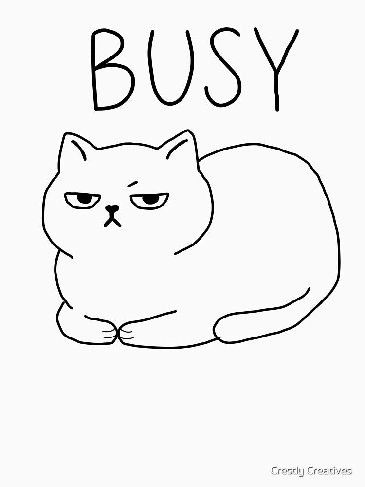 Busy Cat Loaf | Funny Minimalist Cat Line Art by Crestly Creatives