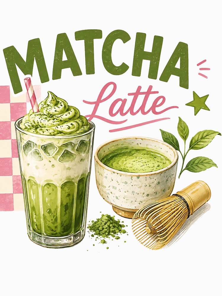 Matcha Latte | Trendy Japanese Green Tea Café Illustration by UUniqueIImprint