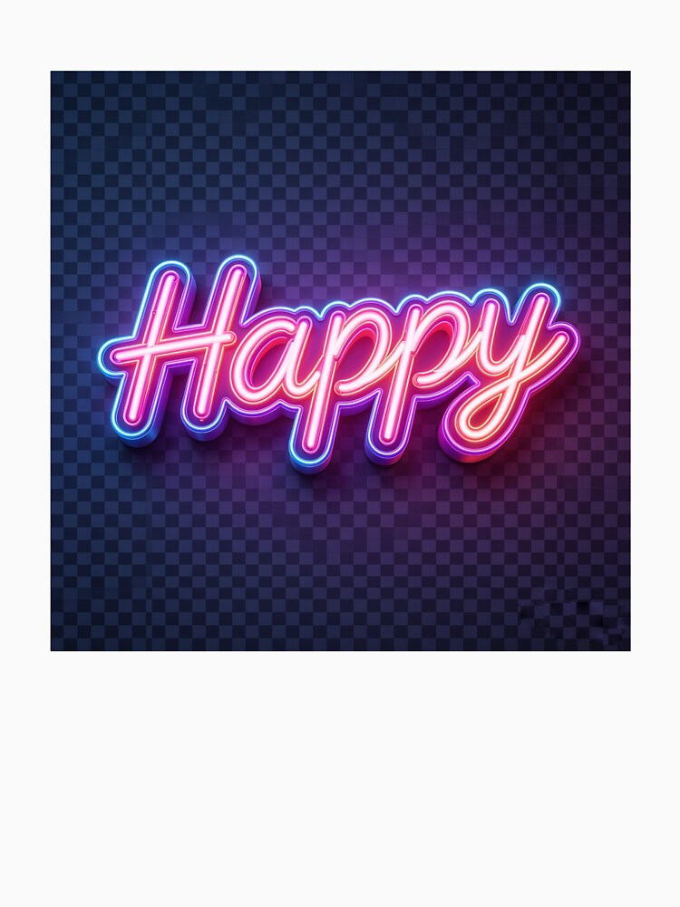 Vibrant 3D Neon Happy Sign Lettering by AwakenFah