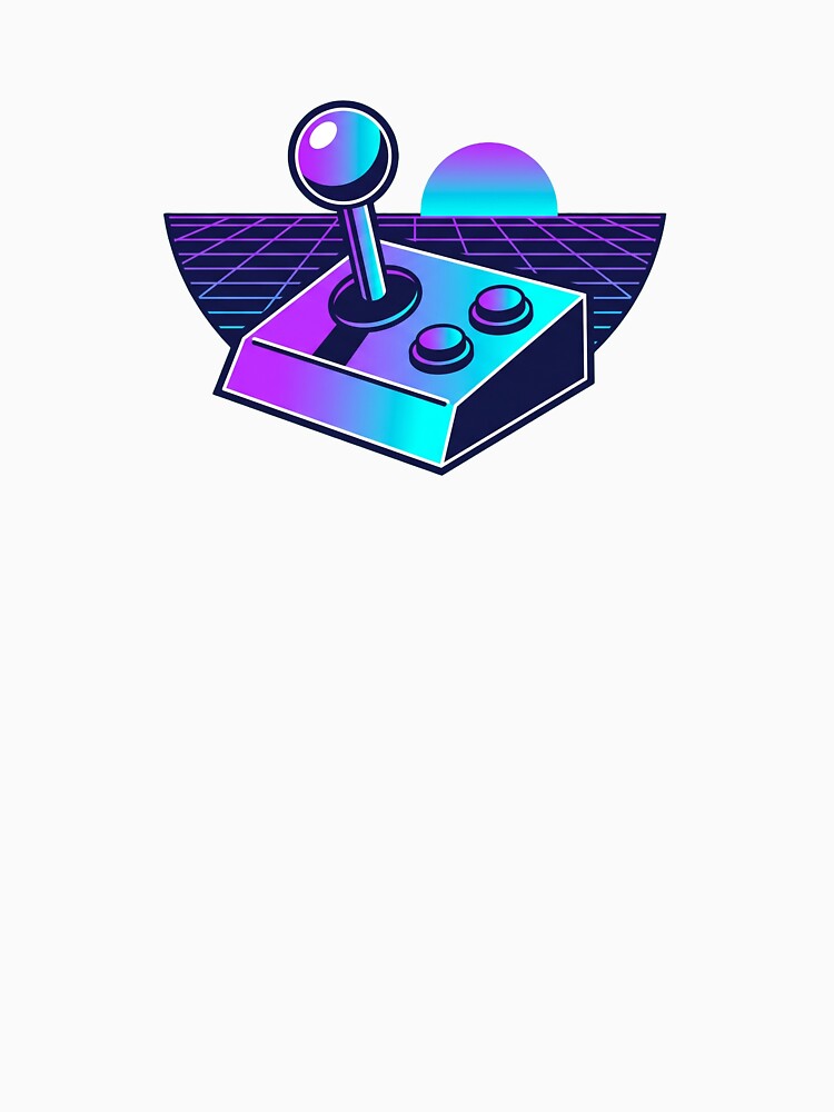 Retro Arcade Joystick Synthwave Grid Illustration by Ninjacatoff