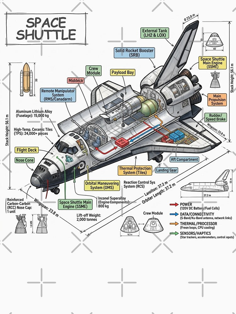 Space Shuttle - Cross-section Isometric Drawing by Rhu Creations